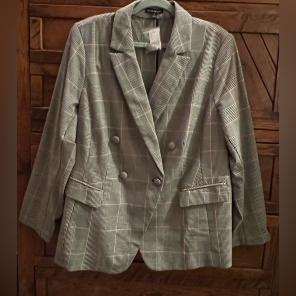NWT Lane Bryant Double Breasted Plaid Blazer in Bastille Plaid Sz 18 - Picture 4 of 13